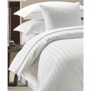 Pure Stripe Cotton Sateen Hotel White Solid Color BedSets [All Sizes] CSB-066